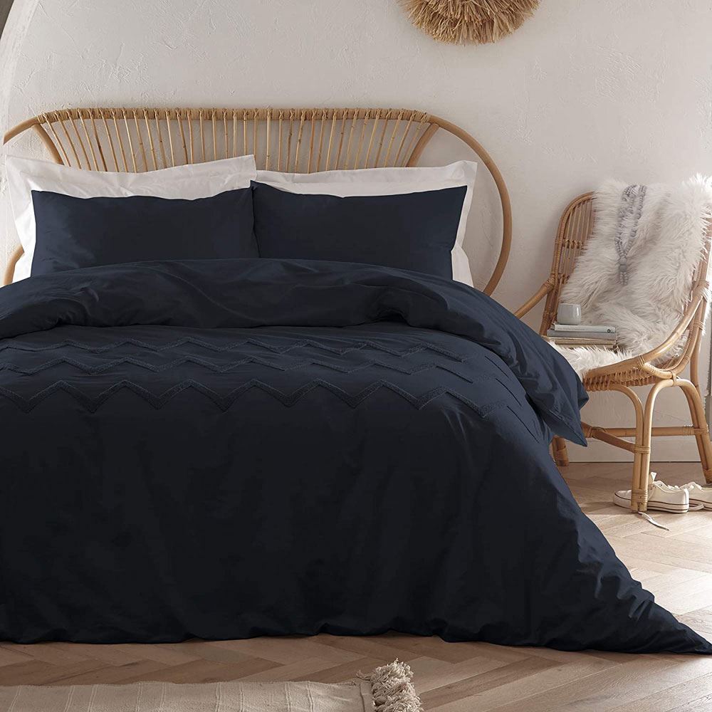 Appletree Boutique Chevron Tuft Embellished 100% Cotton Duvet Cover Set
