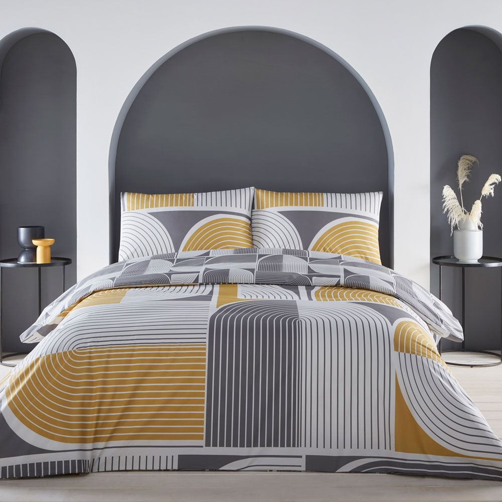 Appletree Style Kali Geometric Print 100% Cotton Reversible Duvet Cover Set
