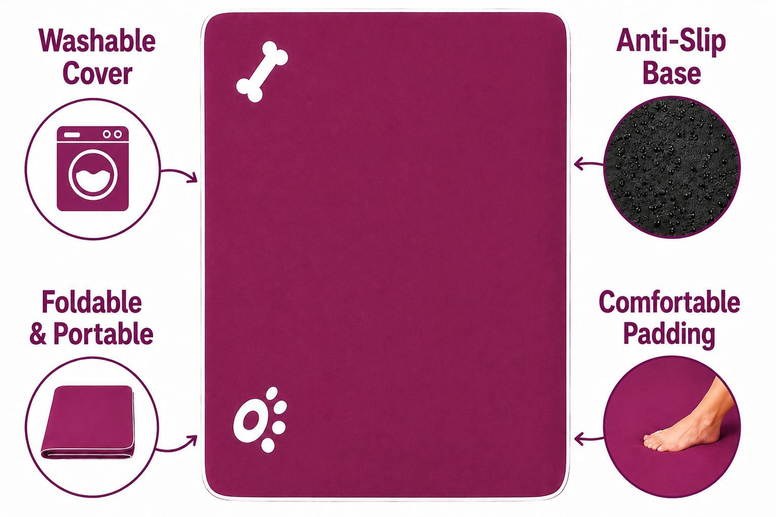Night Zone Super Soft Bone & Paw Pet Bed Mat