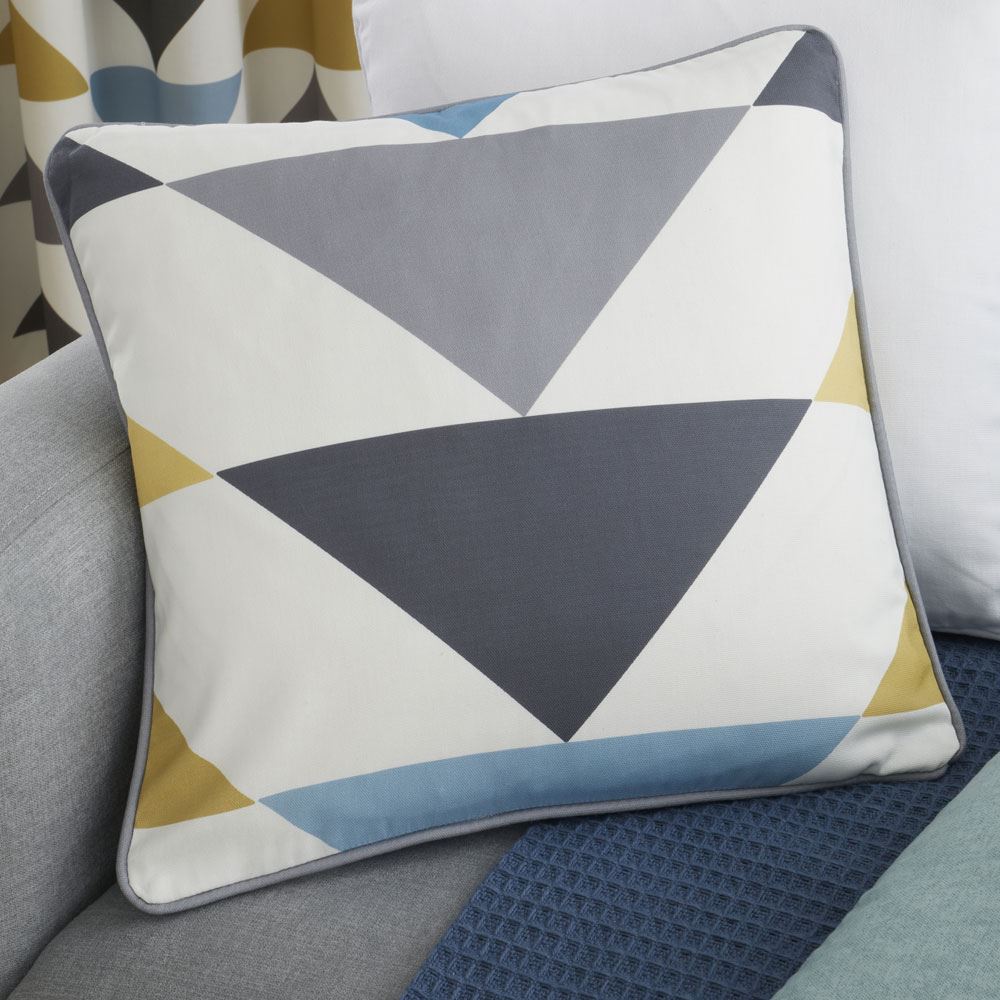 Fusion Brodrick Geometric Print 100% Cotton Piped Edge Cushion Cover