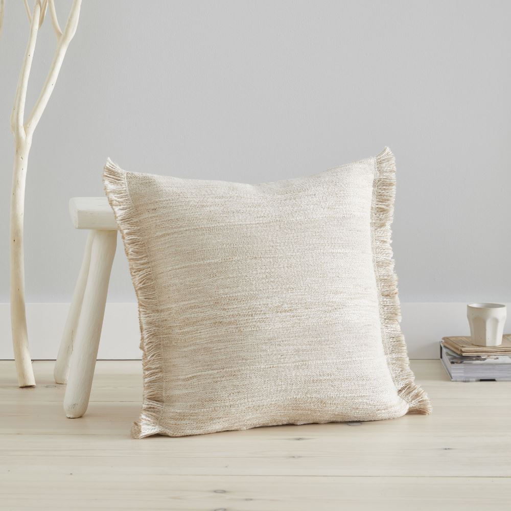Pineapple Elephant Florin Cotton Jute Blend Fringed Filled Cushion, Natural, 43 x 43 Cm
