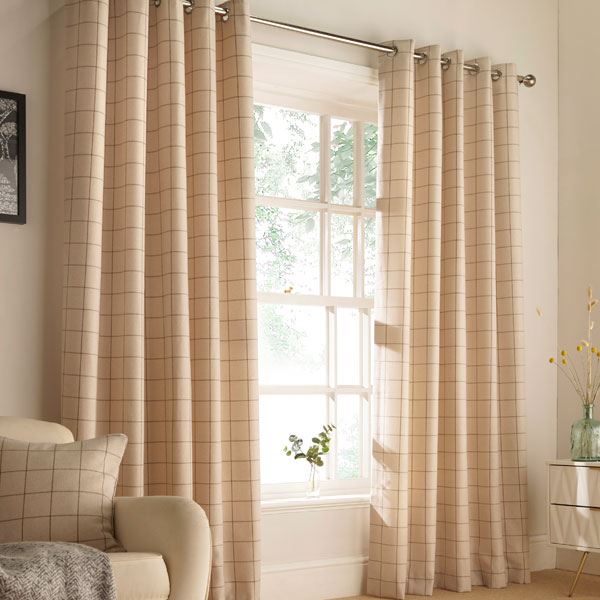 Furn Ellis Check Woven Eyelet Lined Curtains
