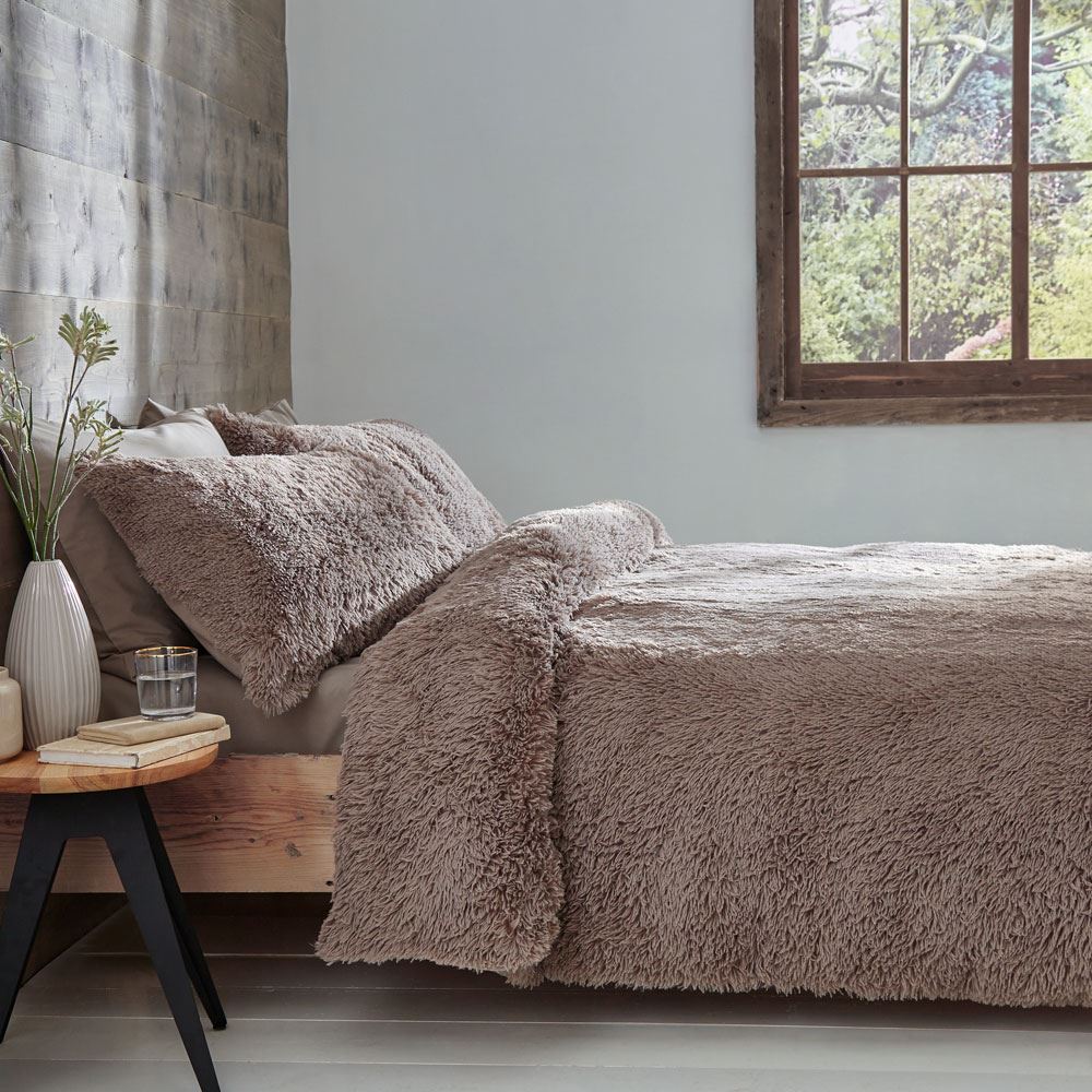 Catherine Lansfield Cuddly Deep Pile Shaggy Faux Fur Fleece Duvet Cover Set