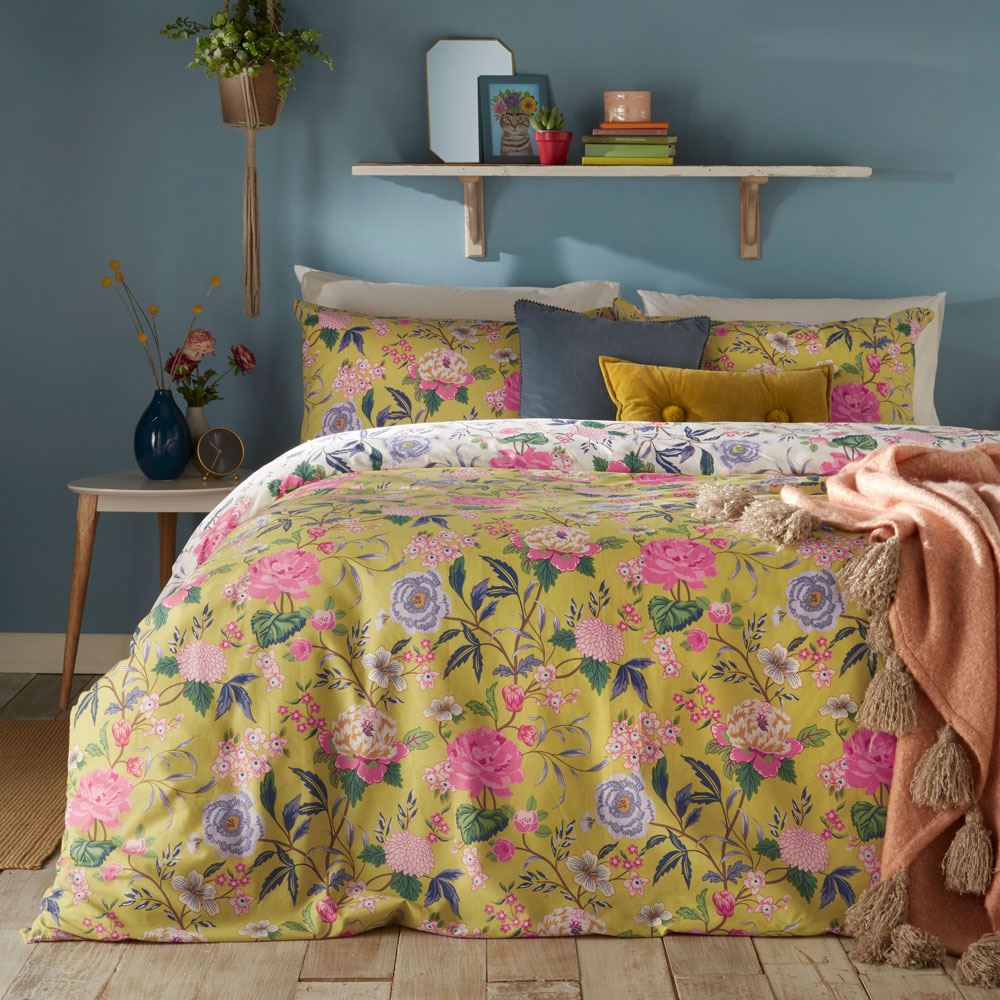 Furn Azalea Floral Print Reversible Duvet Cover Set