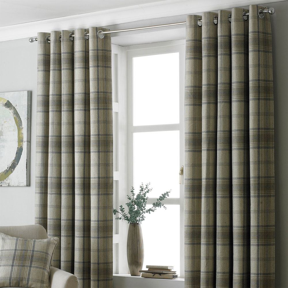 Paoletti Aviemore Heritage Tartan Check Woven Eyelet Curtains