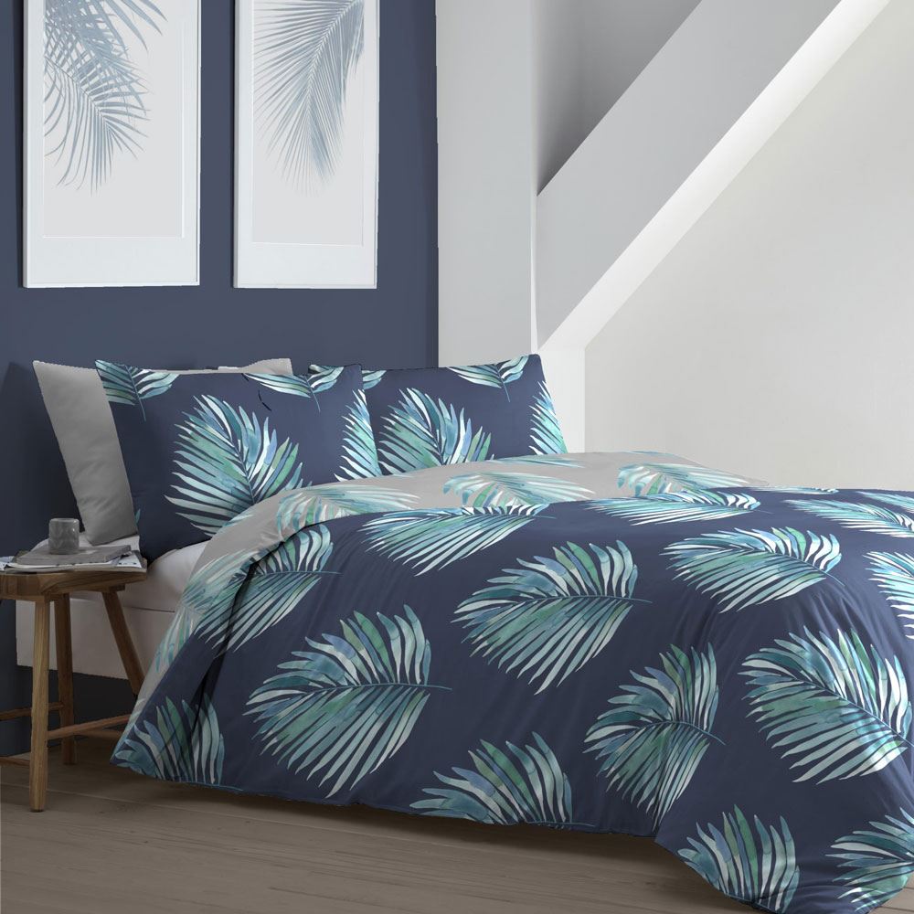 Fusion Leaves Print Easy Care Reversible Duvet Cover Set