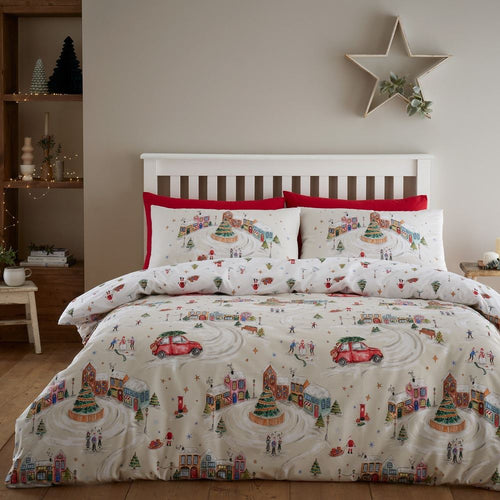 Catherine Lansfield Christmas Town Print Reversible Duvet Cover Set