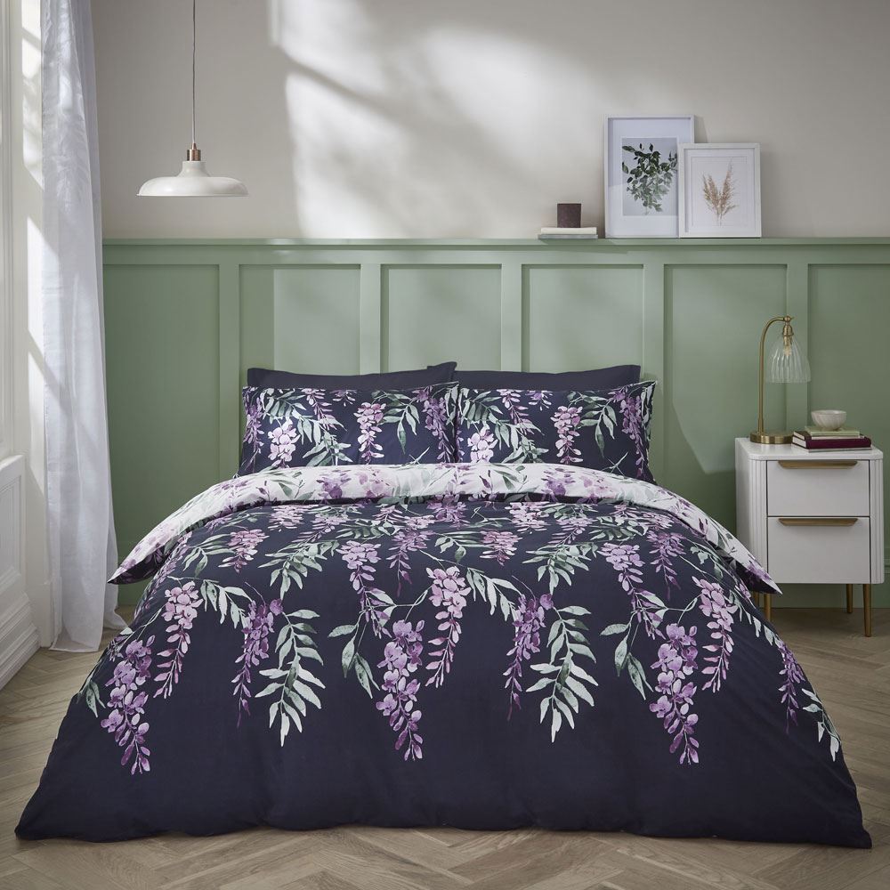 Catherine Lansfield Wisteria Easy Care Reversible Duvet Cover Set