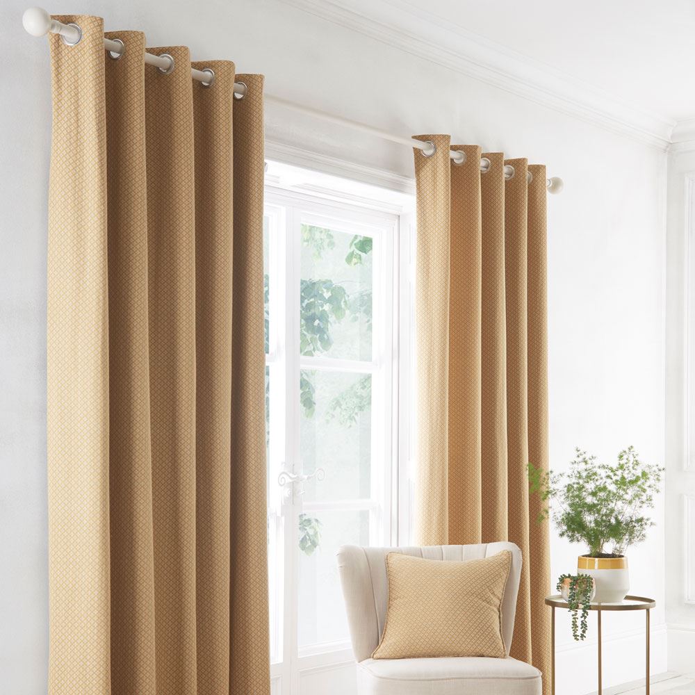 Dreams & Drapes Indiana Geometric Diamond Jacquard Eyelet Lined Curtains