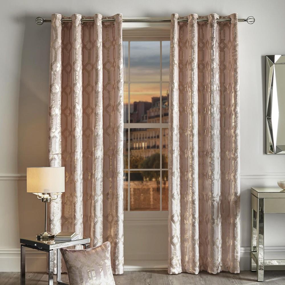 Curtina Darla Foil Print Velvet Eyelet Lined Curtains