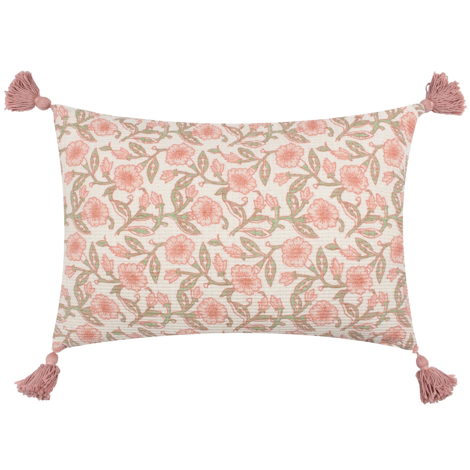 Paoletti Delphine Floral 100% Cotton Tasselled Cushion Cover