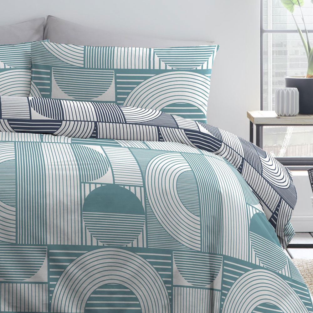 Fusion Cassidy Geometric Print Easy Care Reversible Duvet Cover Set