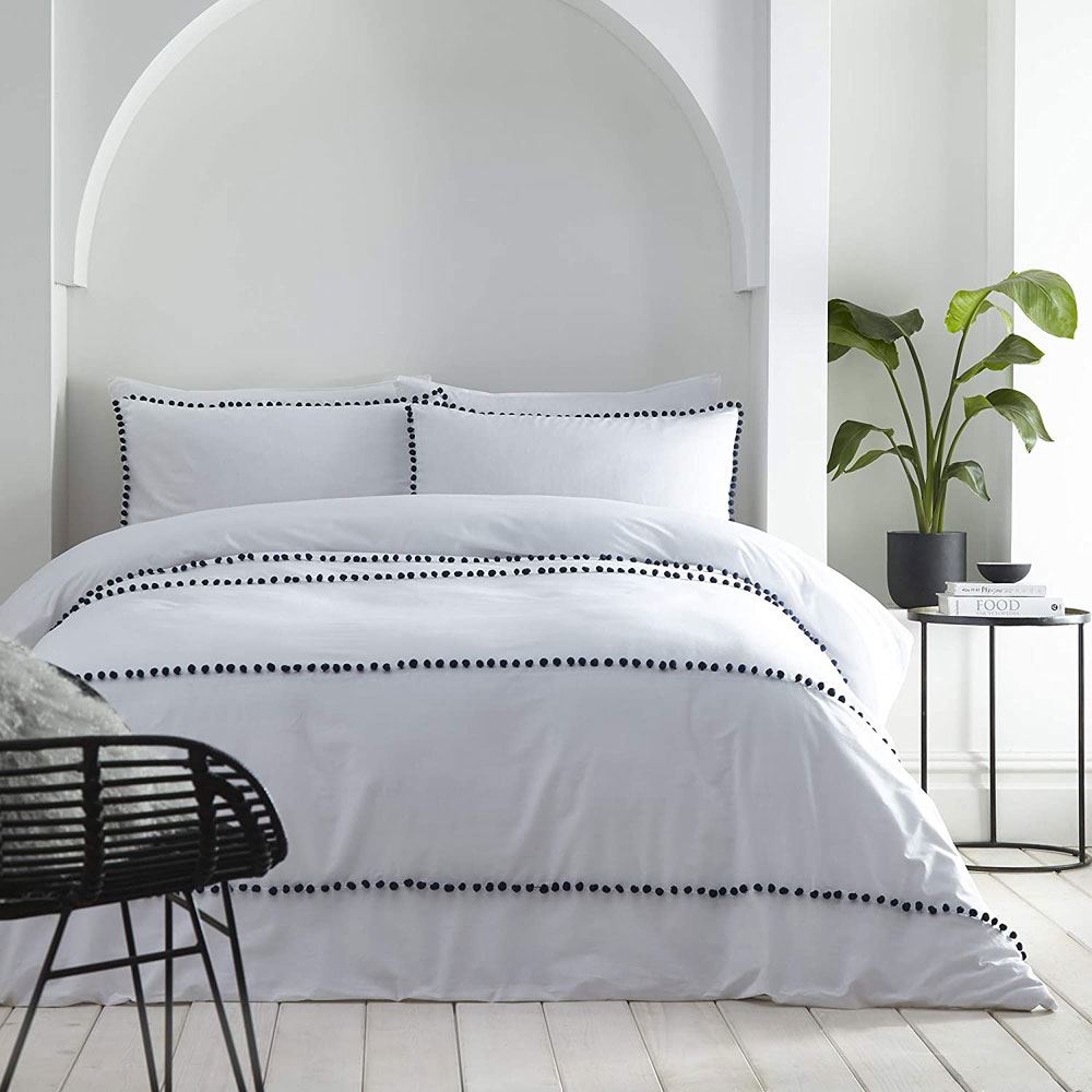 Appletree Boutique Lyra Pom Pom Embellished 100% Cotton Duvet Cover Set