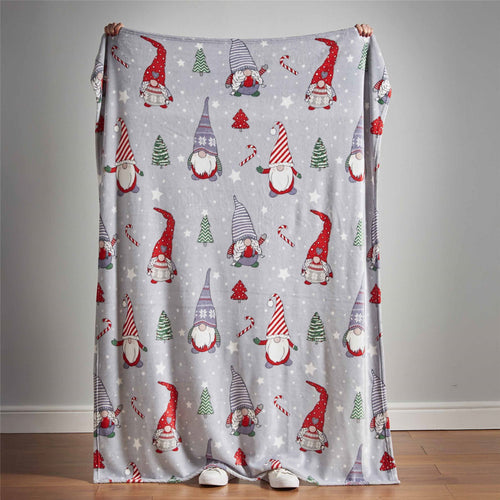 Catherine Lansfield Christmas Festive Gnomes Cosy Fleece Throw