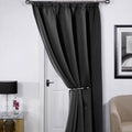 Emma Barclay Cali Thermal Woven Blackout Pencil Pleat Door Curtain, Black, 66 x 84 Inch