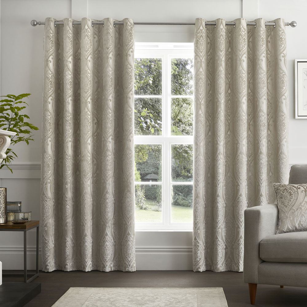 Curtina Chateau Damask Embossed Eyelet Lined Curtains