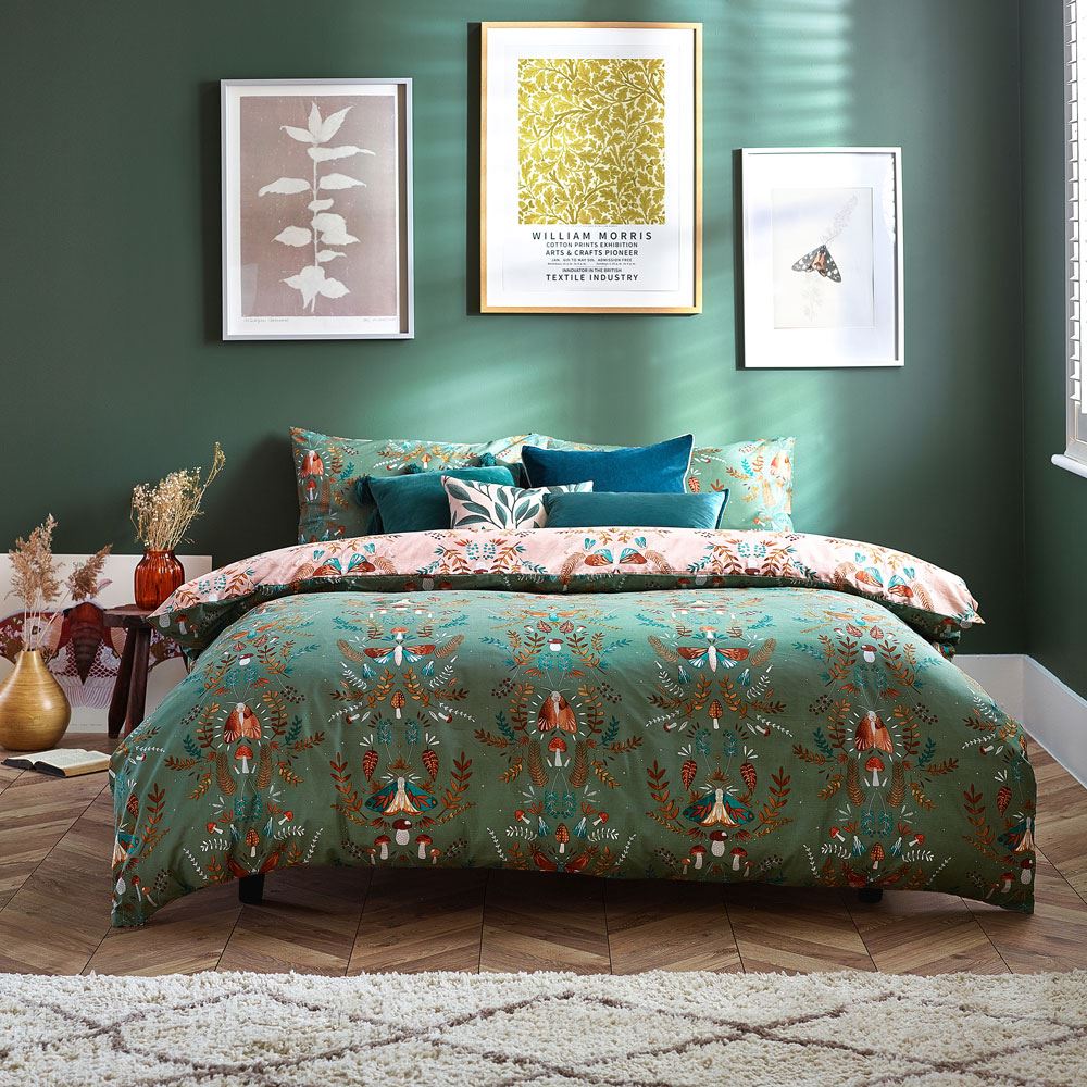 Furn Luna Wood Botanical Print Reversible Duvet Cover Set