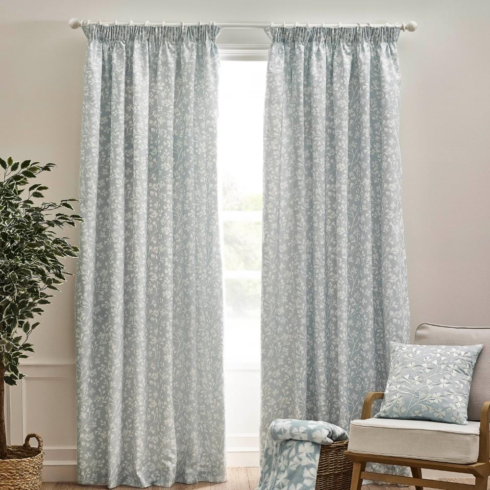 Catherine Lansfield Brooke Floral Lined Pencil Pleat Curtains