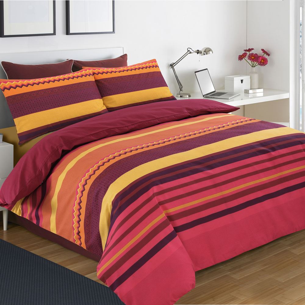 Night Zone Benjamin Stripe Reversible Duvet Cover Set