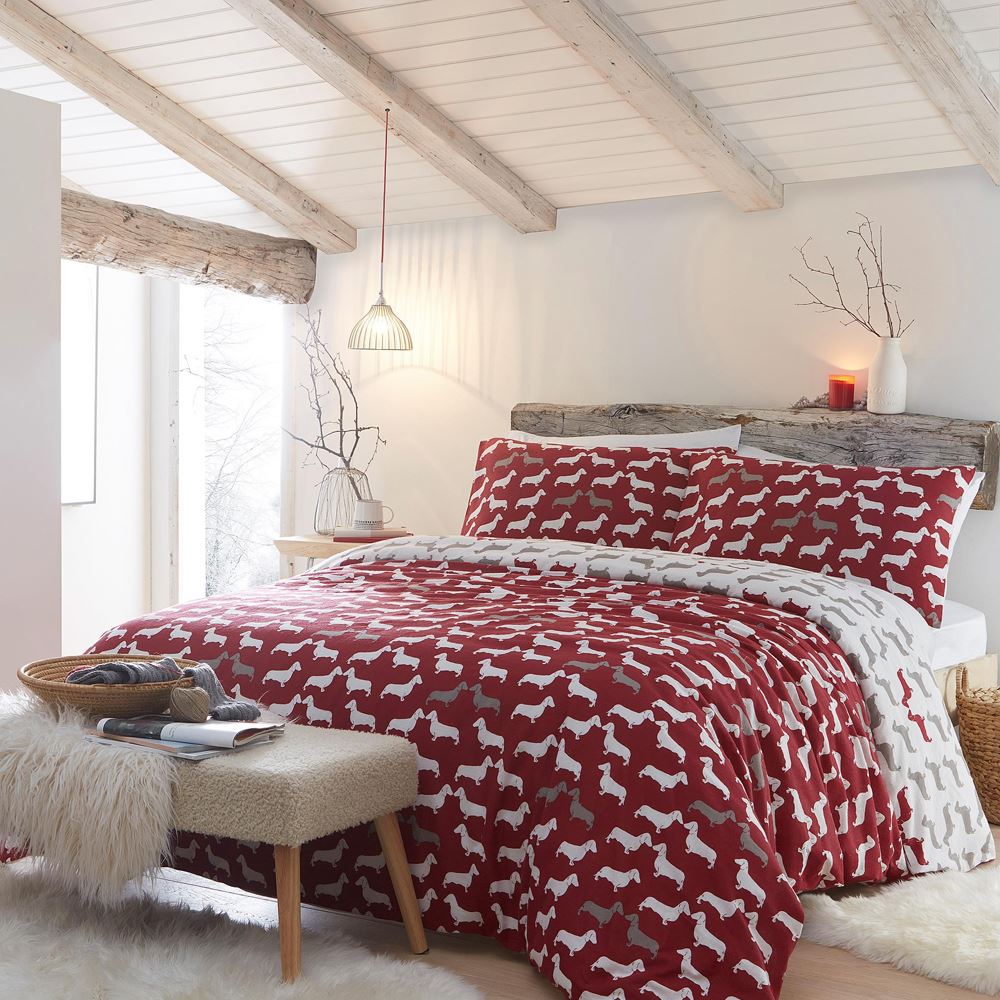 Fusion Dudley Love 100% Brushed Cotton Reversible Duvet Cover Set