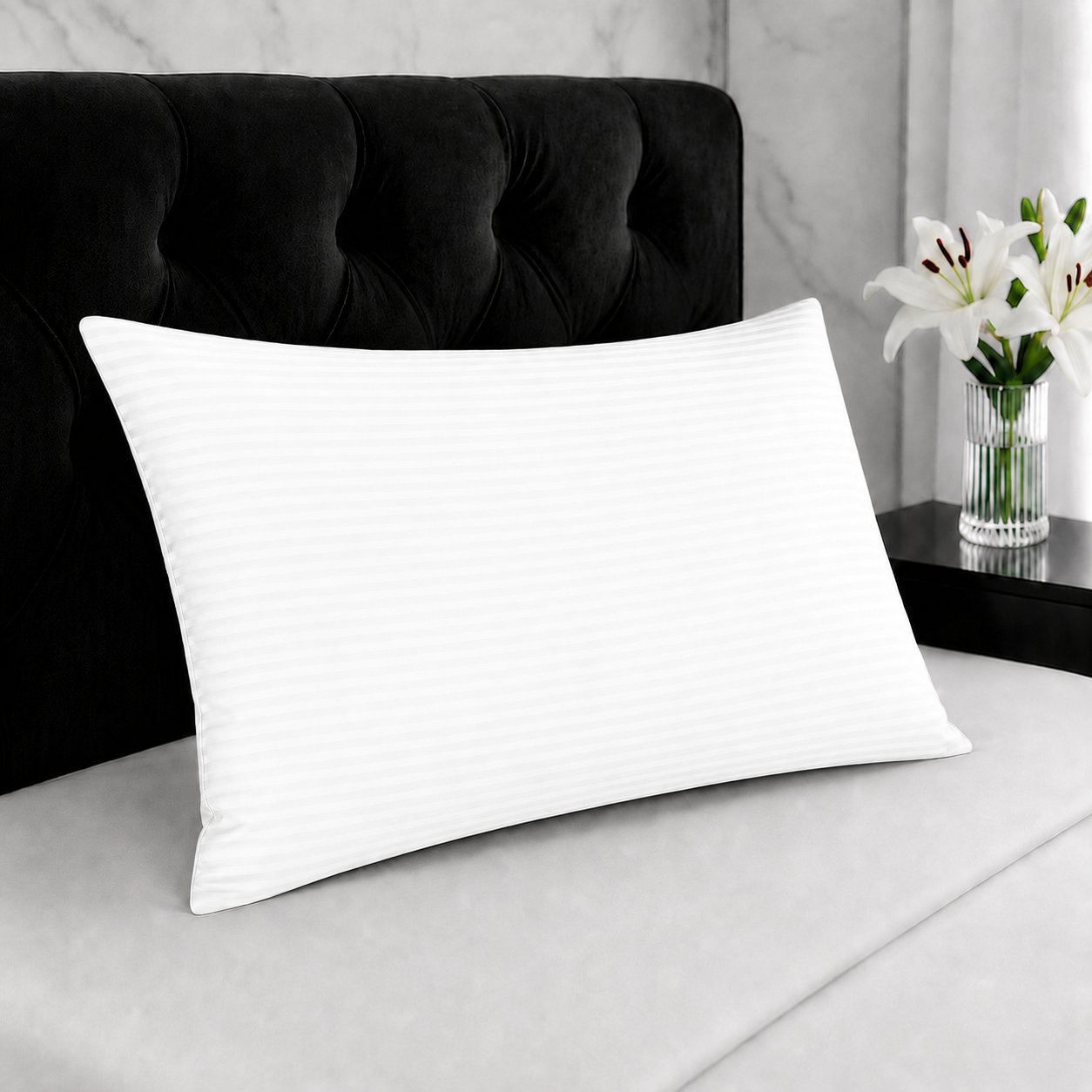 Night Zone Satin Stripe 100% Cotton 250 Thread Count Housewife Pillow Case