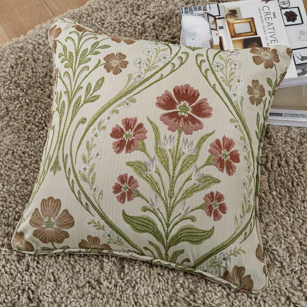 Curtina Estelle Botanical Floral Woven Piped Edge Filled Cushion