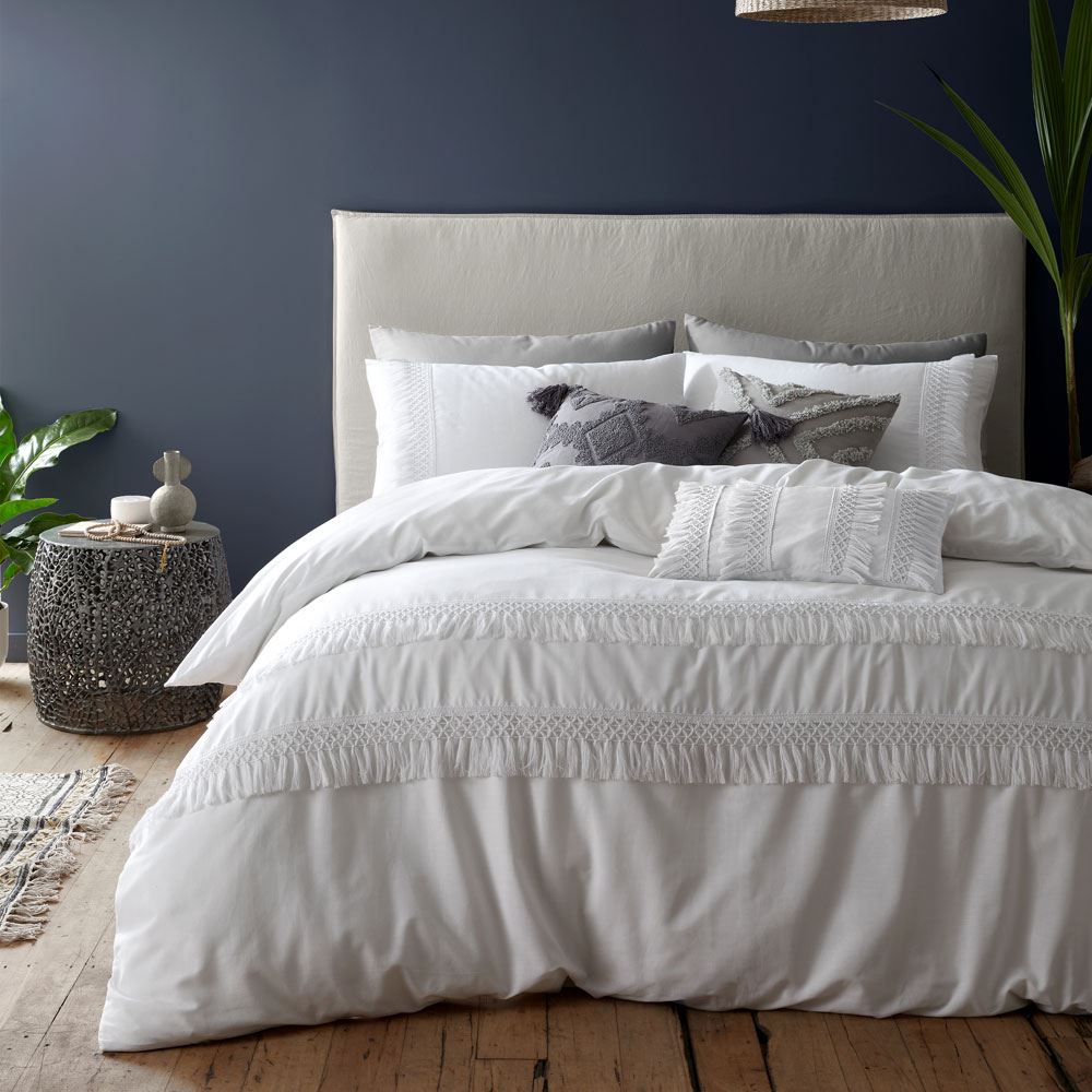 Pineapple Elephant Izmir Textural Tassel Fringe 100% Cotton Duvet Cover Set