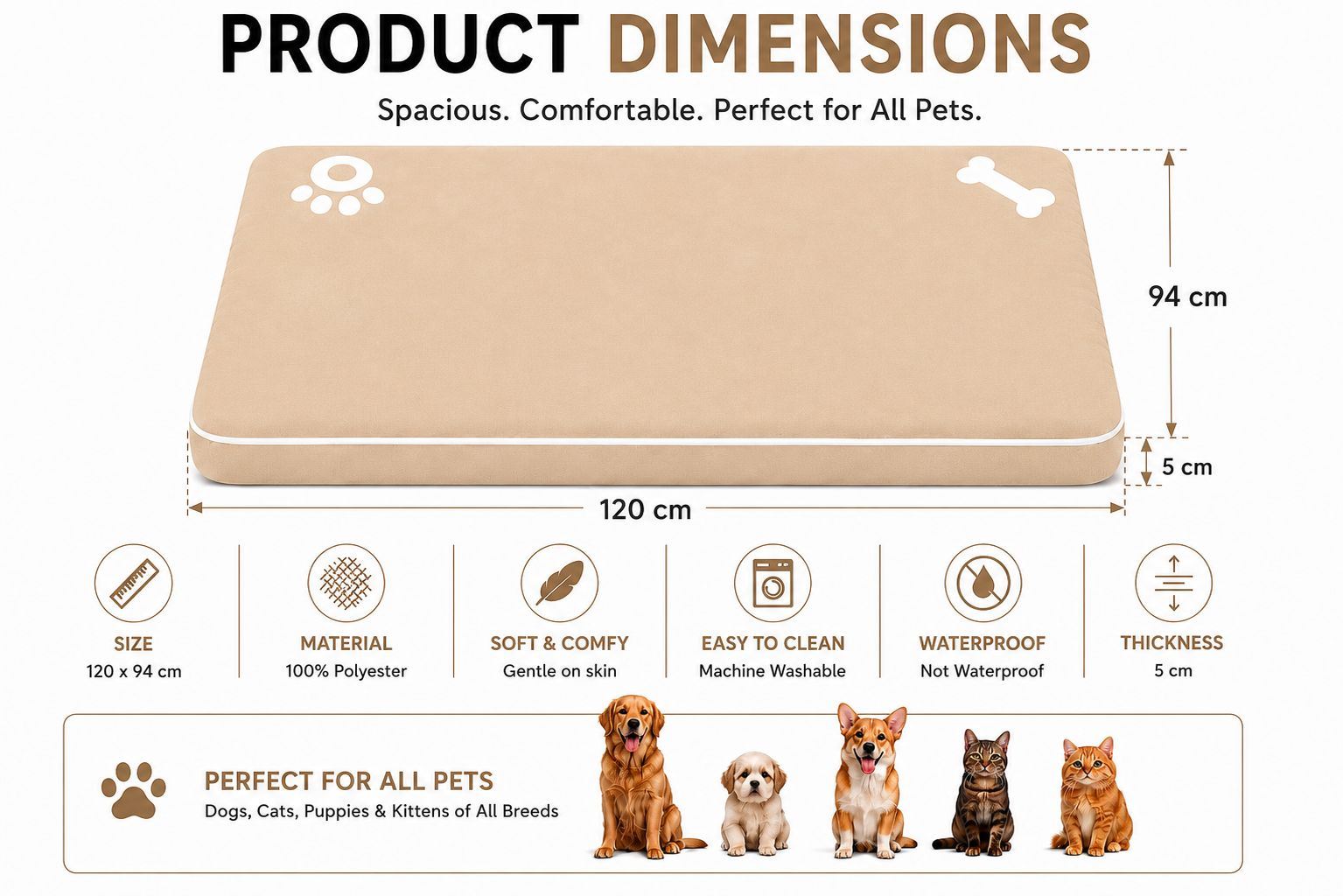 Night Zone Super Soft Bone & Paw Pet Bed Mat