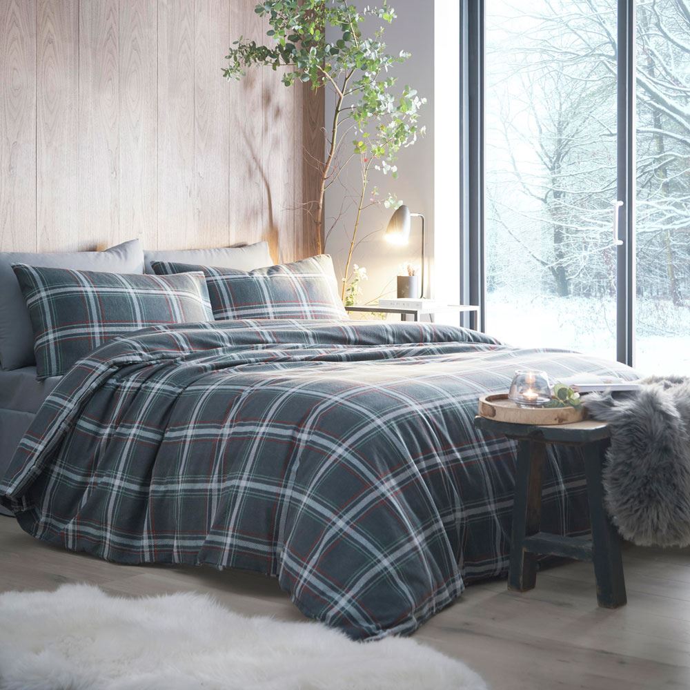 Appletree Hygge Aviemore Check 100% Brushed Cotton Duvet Cover Set