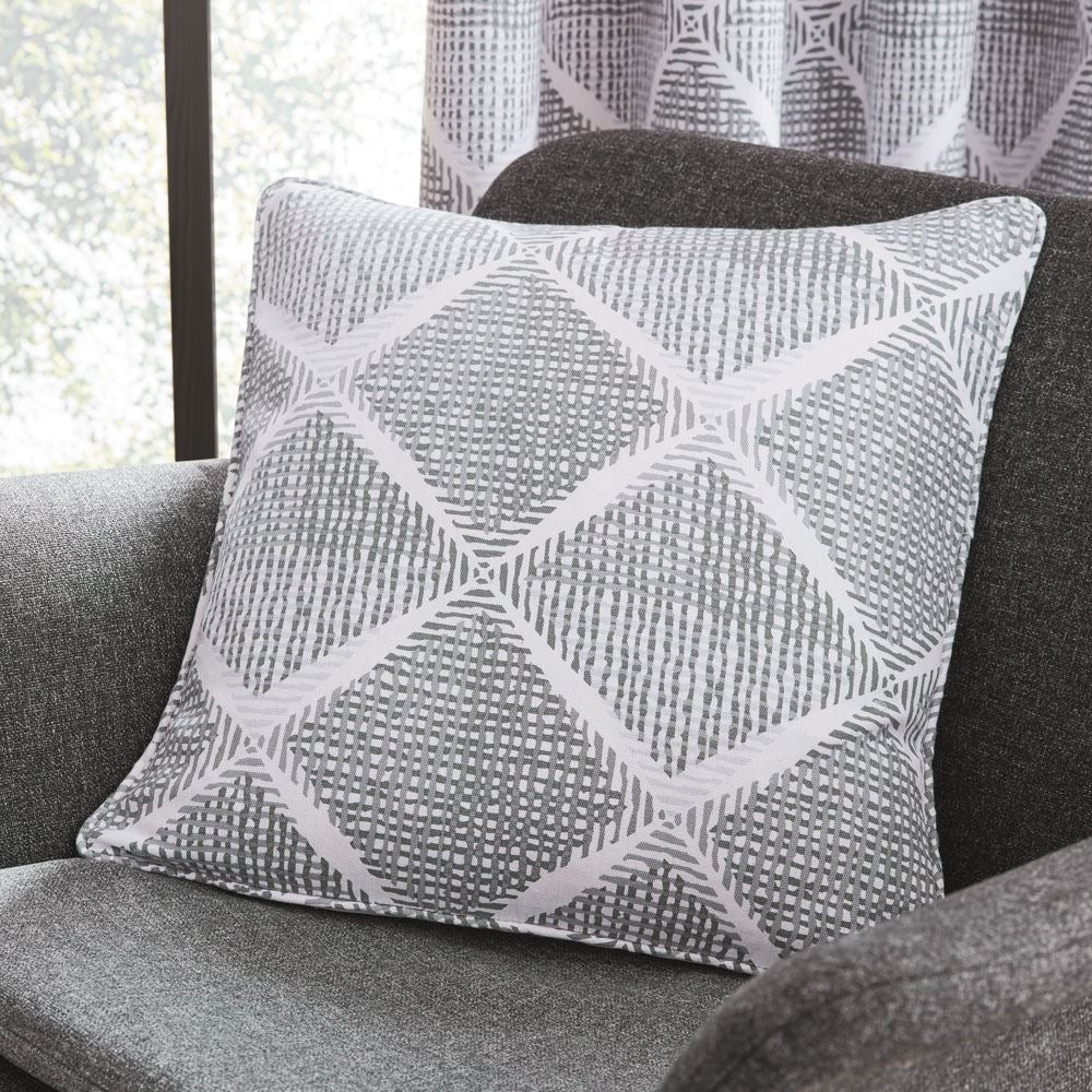 Catherine Lansfield Geo Textured Diamond Piped Edge Filled Cushion