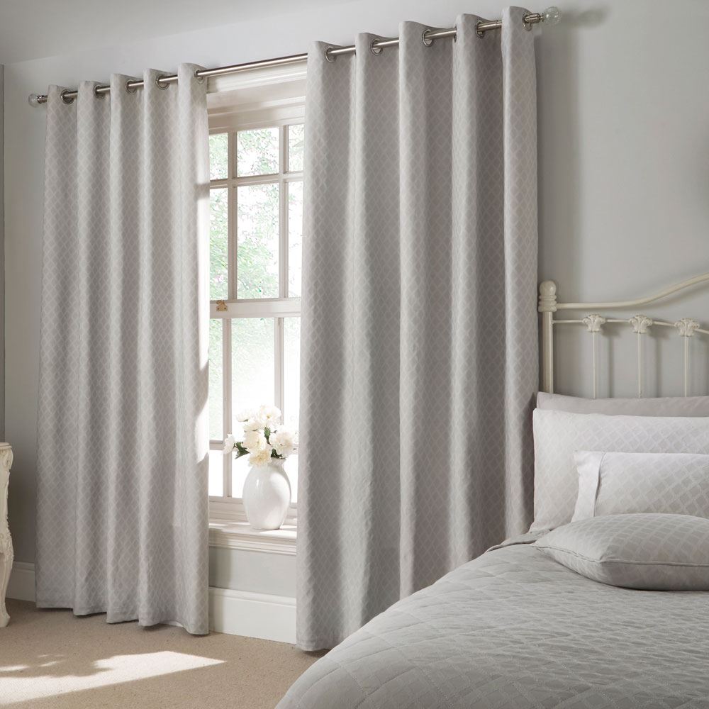 Dreams & Drapes Woven Croma Geometric Jacquard Eyelet Lined Curtains