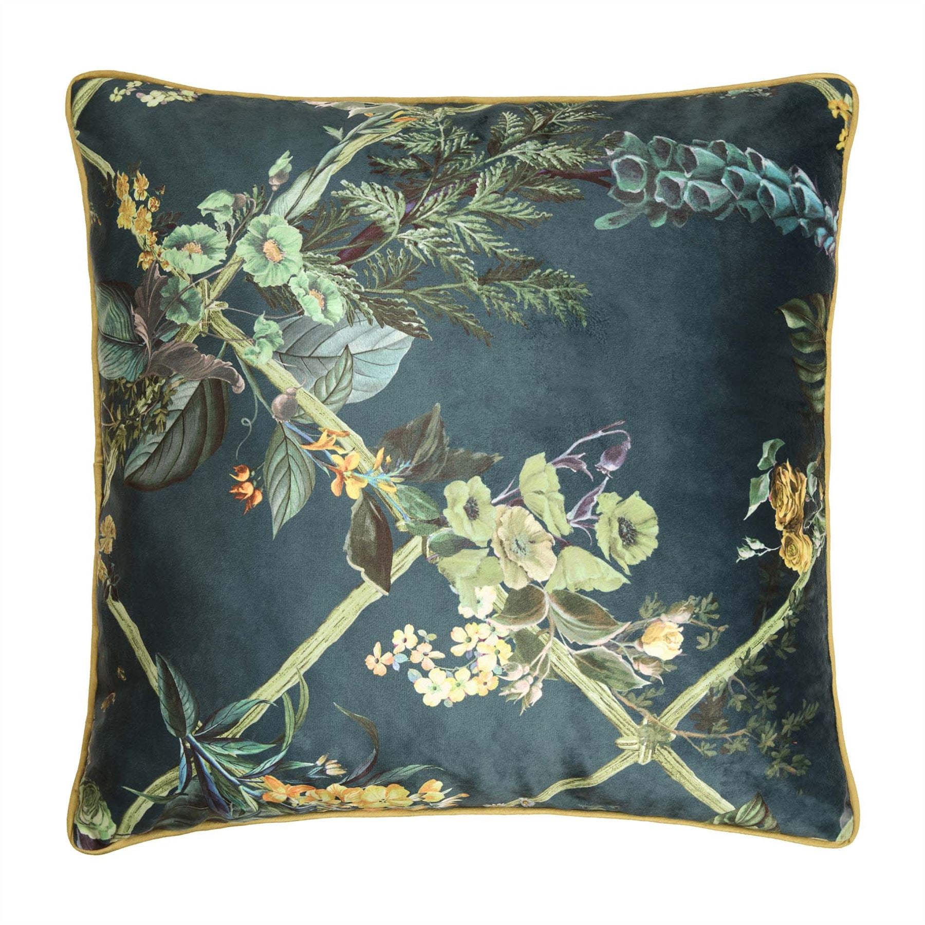 Laurence Llewelyn Bowen Cotswold Fantasia Velvet Piped Edge Filled Cushion