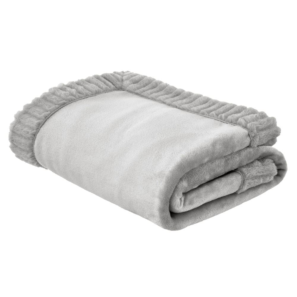Catherine Lansfield Velvet And Faux Fur Fringed Throw