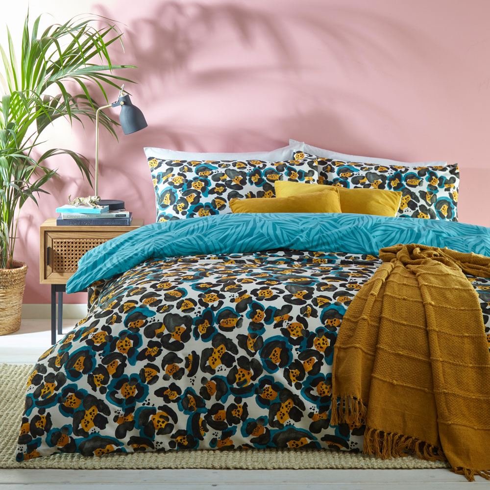 Furn Ayanna Leopard Print Reversible Duvet Cover Set