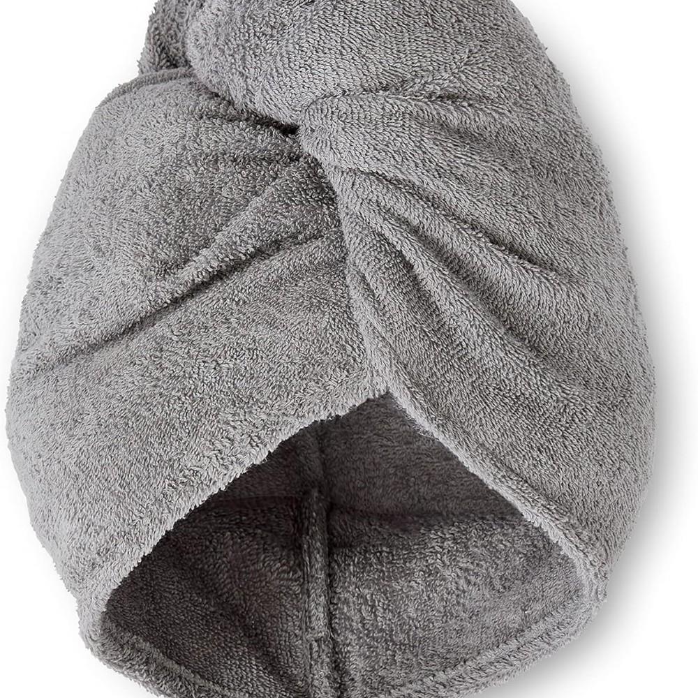 Catherine Lansfield Quick Dry Cotton Turbie Head Wrap Towel Pair Grey