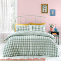 Catherine Lansfield Seersucker Gingham Check Single Duvet Cover Set with Pillowcase Green