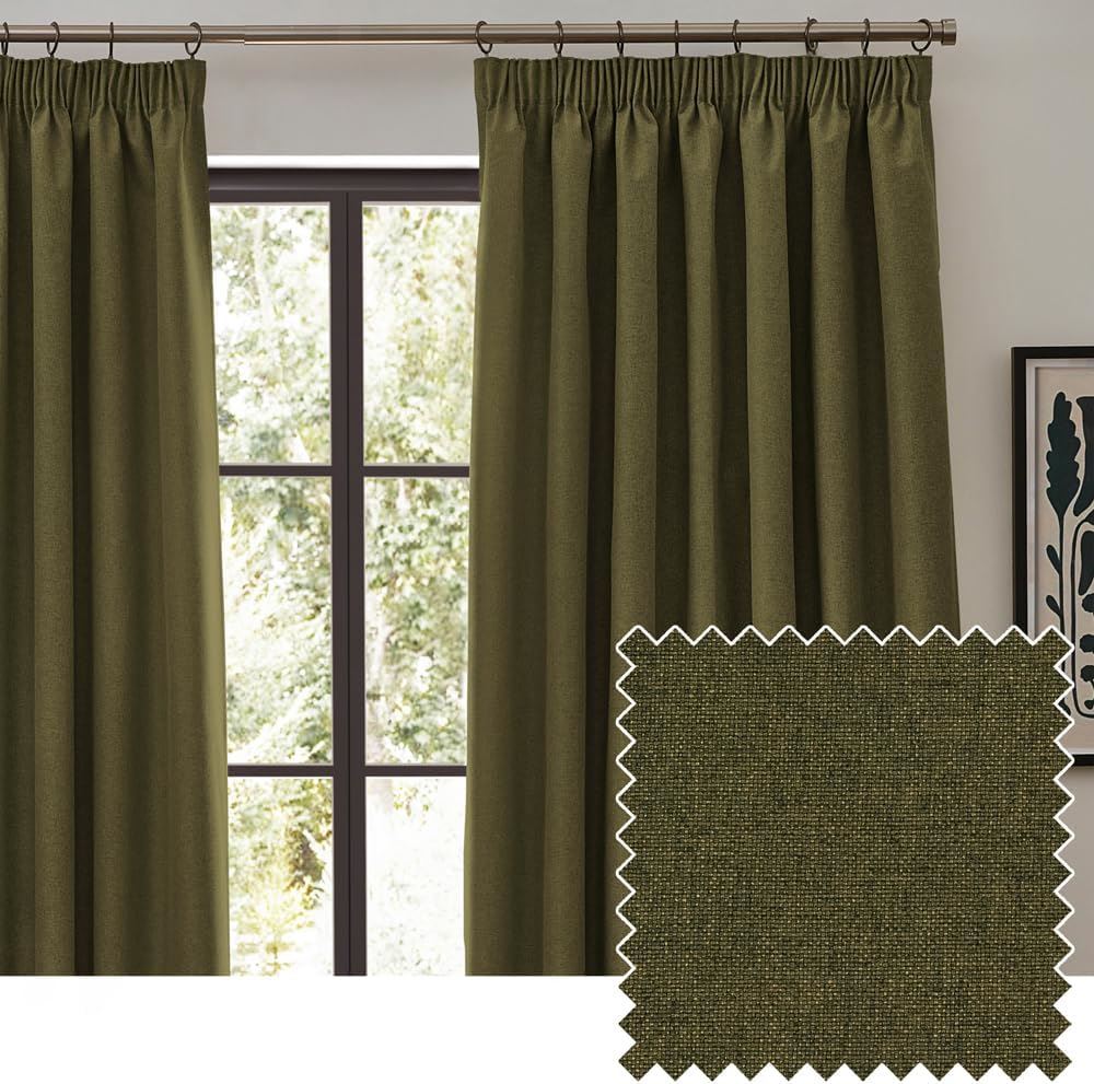 Furn Dawn Plain Thermal Blackout Pencil Pleat Lined Curtains