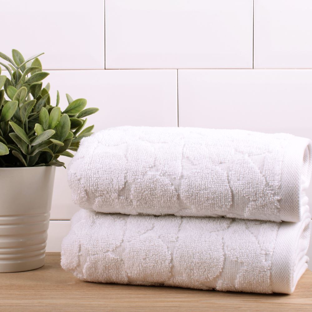 Fusion Ingo Geometric Jacquard 100% Cotton 550gsm Hand Towel, 2 Pack