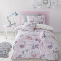 Catherine Lansfield Kids Unicorn Dreams Glow In The Dark Super Soft Fleece Duvet Cover Set, Pink, Single