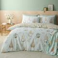 Catherine Lansfield Spring Gonks Reversible Double Duvet Cover Set with Pillowcases Mint Green