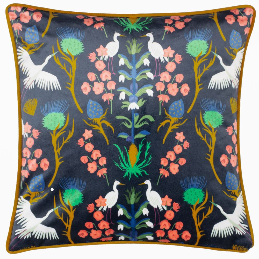 Kate Merritt Herons Wildlife Print Piped Edge Cushion Cover