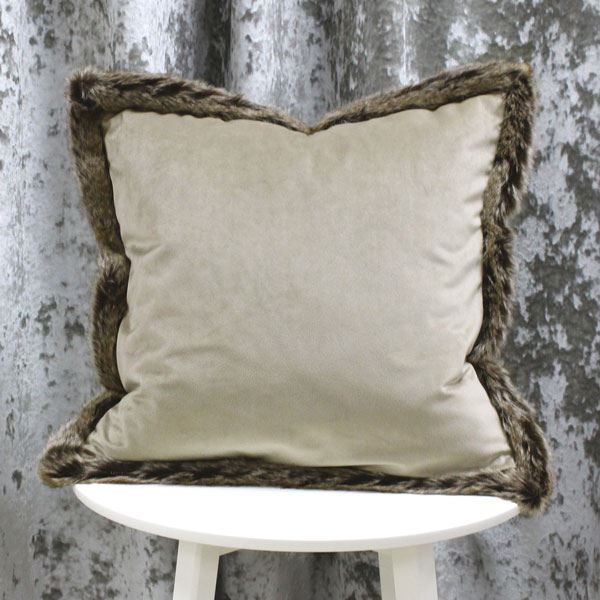 Riva Paoletti Kiruna Faux Fur Edged Cushion Cover, 45 x 45 Cm