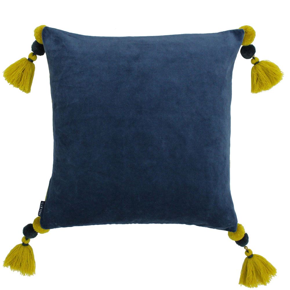 Riva Paoletti Poonam Faux Velvet Pom Pom Tasselled Cushion Cover