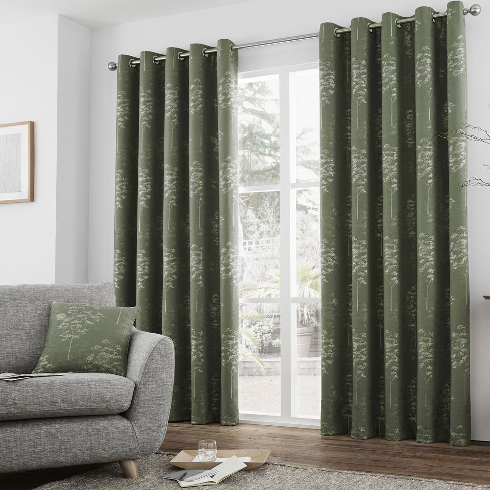 Curtina Elmwood Floral Print Eyelet Lined Curtains
