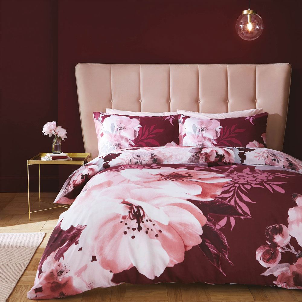 Catherine Lansfield Dramatic Floral Print Easy Care Reversible Duvet Cover Set