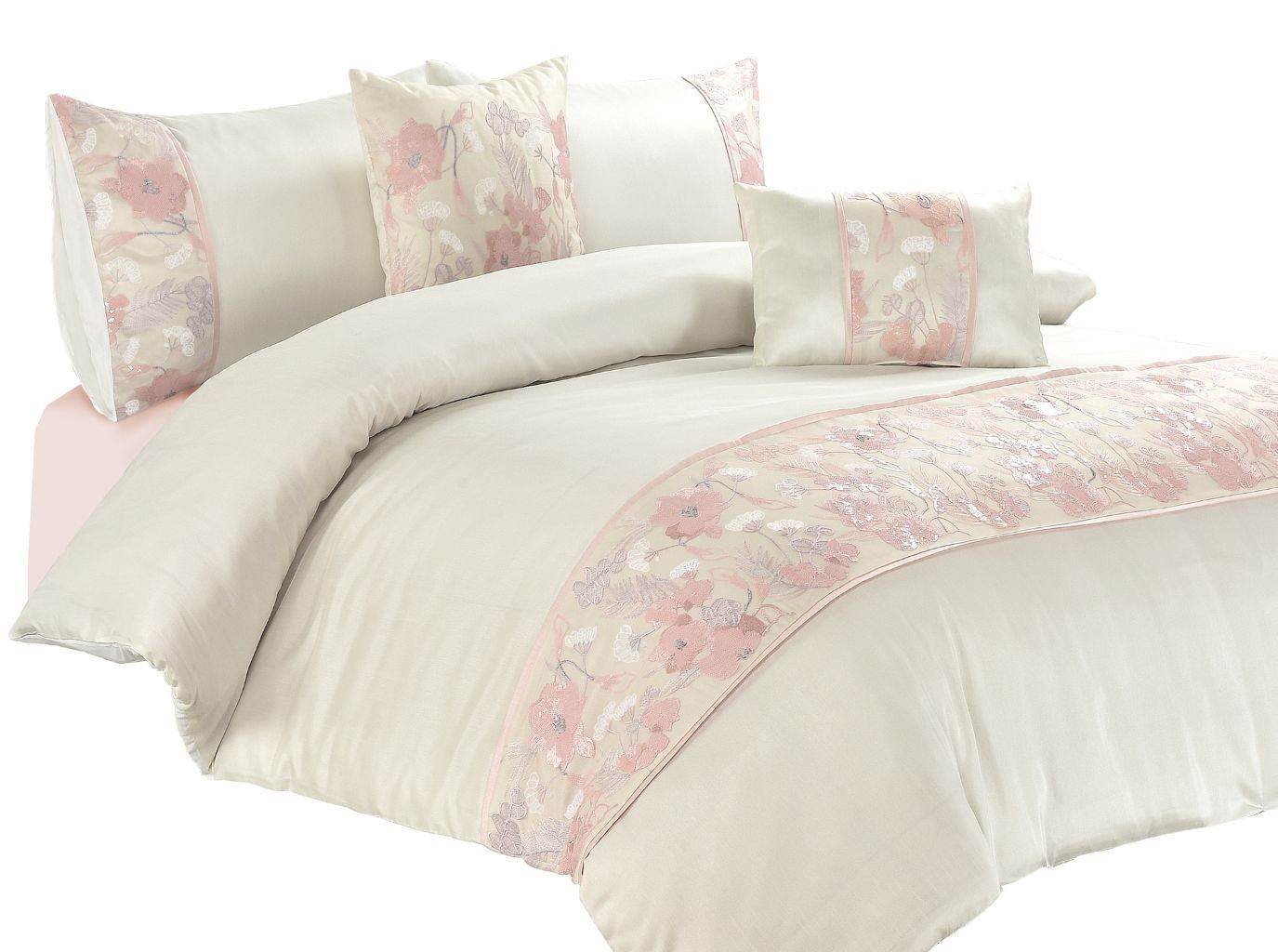 Night Zone Savanna Floral Embroidery Duvet Cover Set