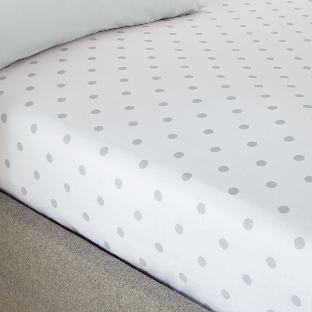 Catherine Lansfield Polka Dotty Spot Print Easy Care Fitted Sheet