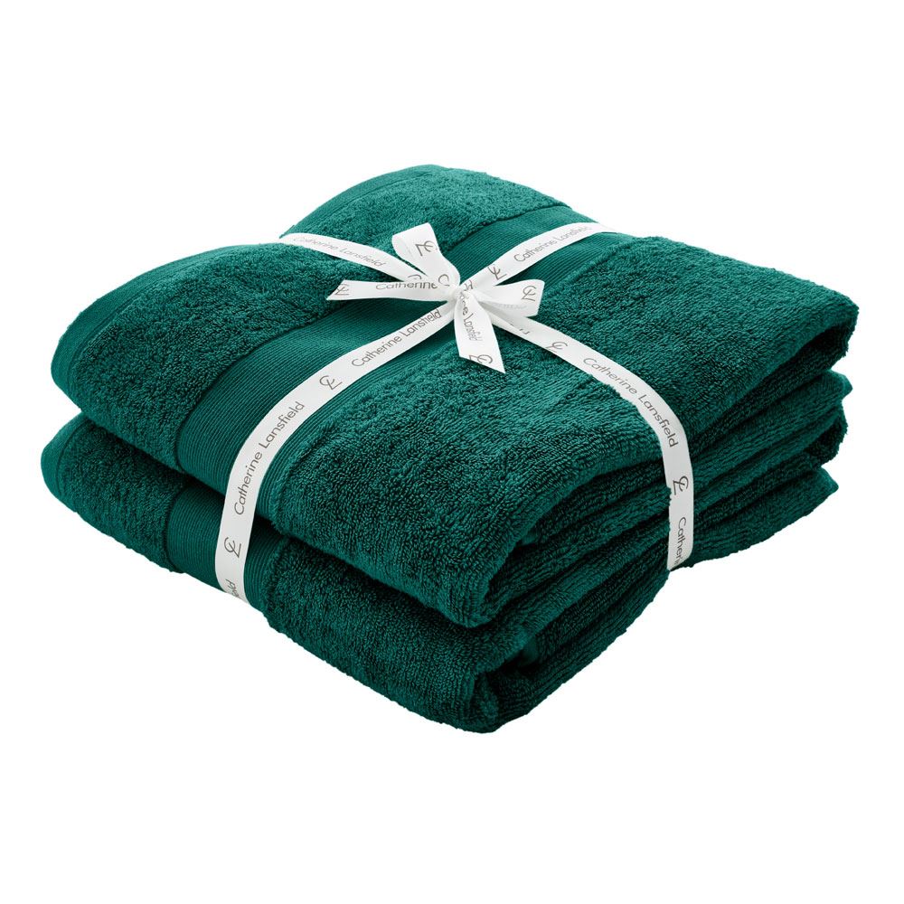 Catherine Lansfield Anti-Bacterial 100% Cotton Bath Sheet, 2 Pack