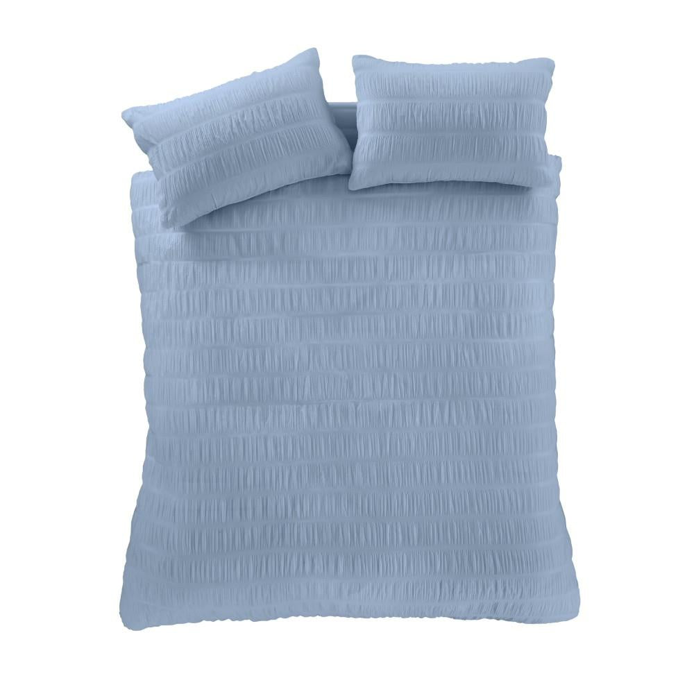 Catherine Lansfield Seersucker Banded Textured Cotton Rich Duvet Cover Set