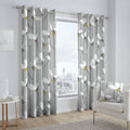 Fusion Kalmar Scandinavian Floral Print 100% Cotton Eyelet Lined Curtains